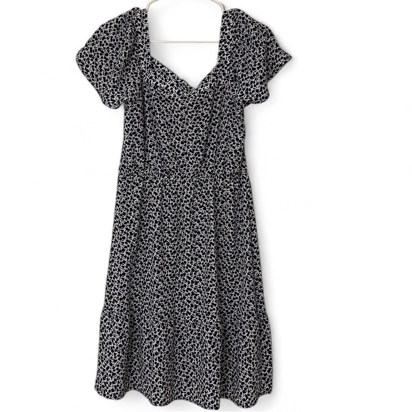Monteau Navy and White Patterned fall dress - Picture 1 of 5